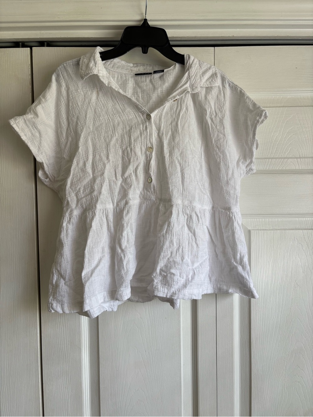 Coquette White Button Up Baby Doll Blouse